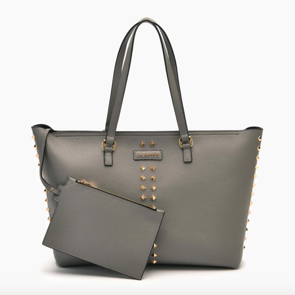 La Carrie Women's STUD SHOPPER - Grey Bags - (BRAND NEW- NEVER USED)